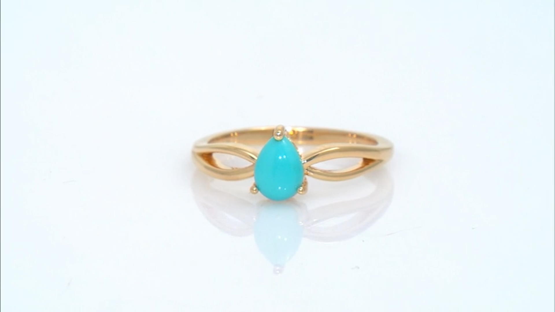 Sleeping Beauty Turquoise 18k Yellow Gold Over Sterling Silver Solitaire Ring Video Thumbnail