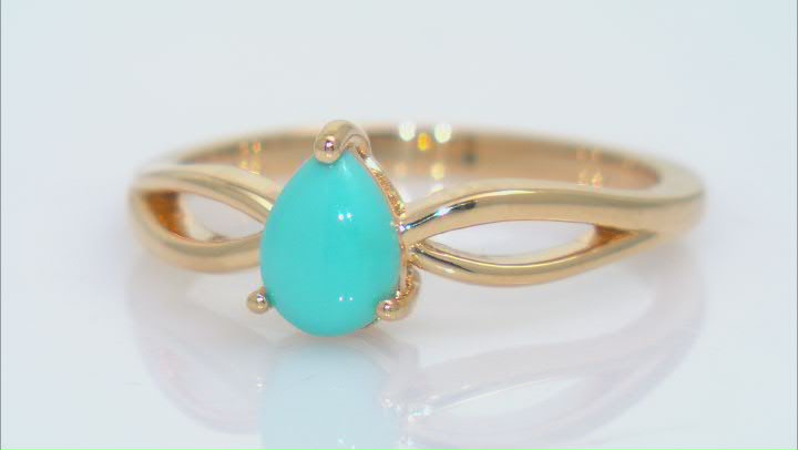 Sleeping Beauty Turquoise 18k Yellow Gold Over Sterling Silver Solitaire Ring Video Thumbnail