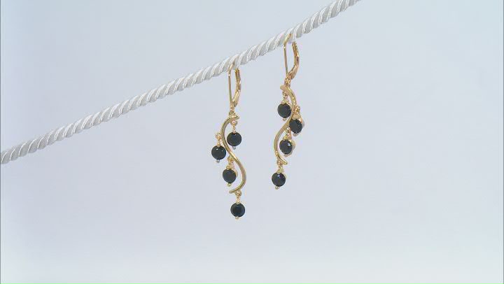 Black Spinel 18k Yellow Gold Over Sterling Silver Dangle Earrings 3.20ctw Video Thumbnail