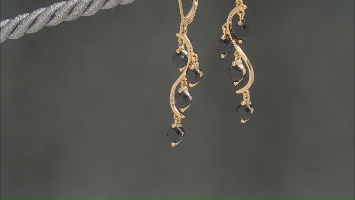 Black Spinel 18k Yellow Gold Over Sterling Silver Dangle Earrings 3.20ctw Video Thumbnail