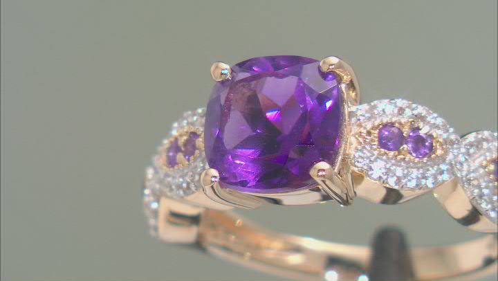 Purple Amethyst 18k Yellow Gold Over Sterling Silver Ring 2.24ctw Video Thumbnail