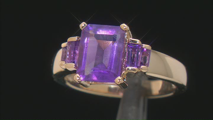 Purple Amethyst 18k Yellow Gold Over Sterling Silver Ring 2.53ctw Video Thumbnail