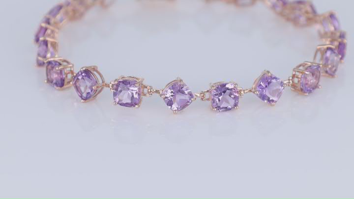 Lavender Amethyst 18k Rose Gold Over Sterling Silver Tennis Bracelet 13.86ctw Video Thumbnail