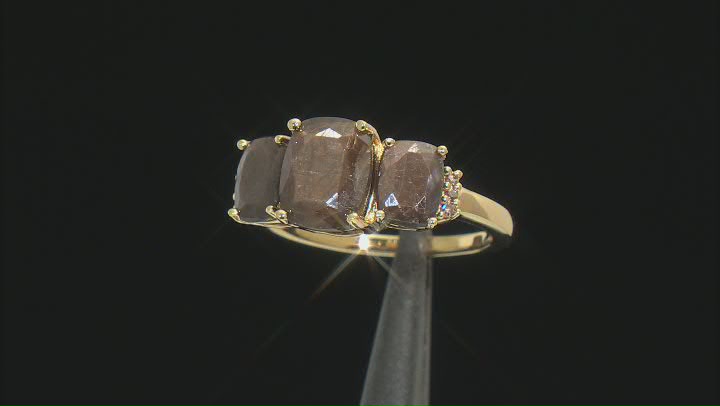 Golden Sheen Sapphire 18k Yellow Gold Over Sterling Silver Ring 4.80ctw Video Thumbnail