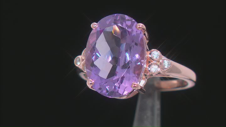 Lavender Amethyst 18k Rose Gold Over Sterling Silver Ring 4.86ctw Video Thumbnail