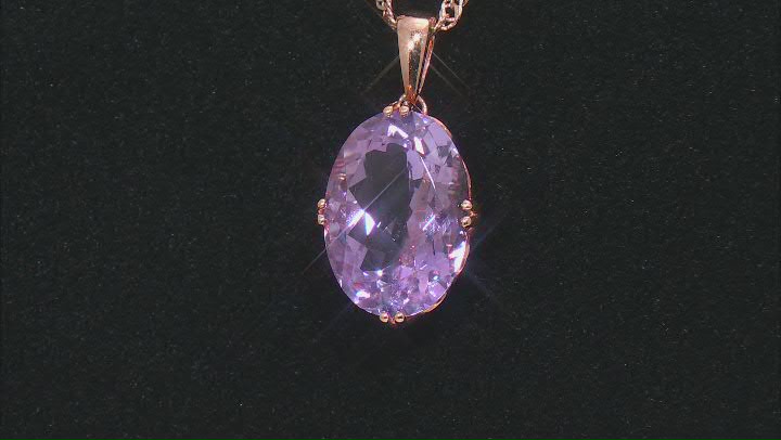 Lavender Amethyst 18k Rose Gold Over Sterling Silver Pendant With Chain 4.59ctw Video Thumbnail