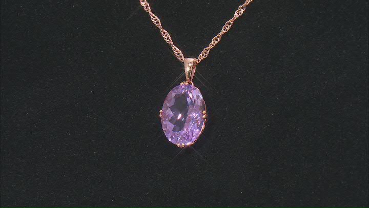 Lavender Amethyst 18k Rose Gold Over Sterling Silver Pendant With Chain 4.59ctw Video Thumbnail