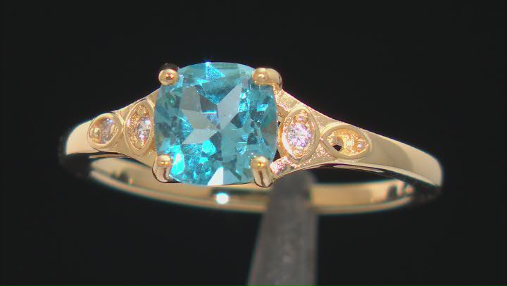 Swiss Blue Topaz 18k Yellow Gold Over Sterling Silver Ring 1.52ctw Video Thumbnail