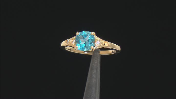 Swiss Blue Topaz 18k Yellow Gold Over Sterling Silver Ring 1.52ctw Video Thumbnail