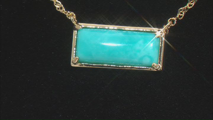 Blue Turquoise 18k Yellow Gold Over Sterling Silver Necklace Video Thumbnail