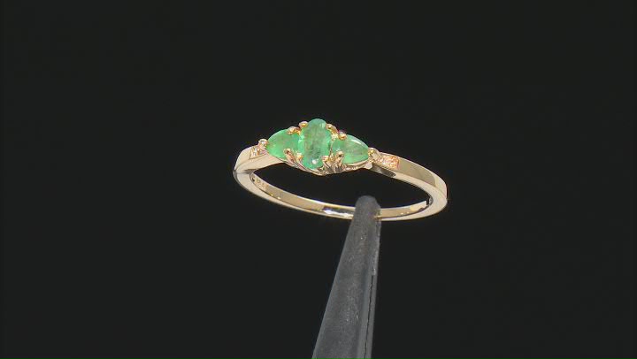 Green Emerald 18k Yellow Gold Over Sterling Silver 3-Stone Ring 0.44ctw Video Thumbnail