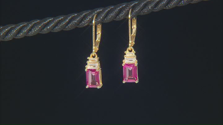 Pink Topaz 18k Yellow Gold Over Sterling Silver Earrings 2.36ctw Video Thumbnail