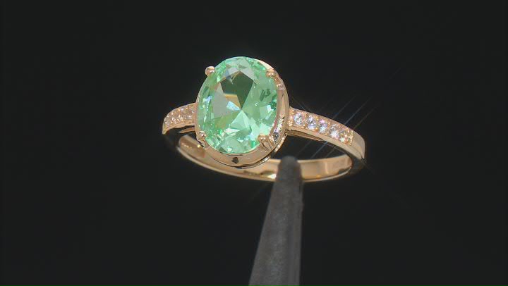 Green Lab Created Spinel 18k Yellow Gold Over Sterling Silver Ring 2.52ctw Video Thumbnail