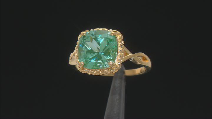 Green Lab Created Spinel 18k Yellow Gold Over Sterling Silver Ring 3.74ct Video Thumbnail