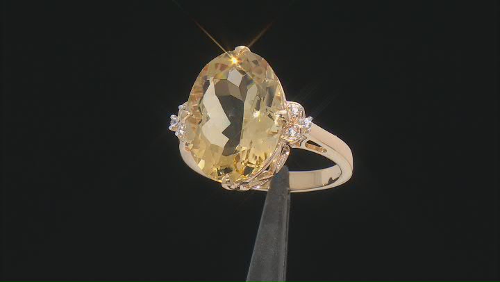 Champagne Quartz 18k Yellow Gold Over Sterling Silver Ring 8.55ctw Video Thumbnail