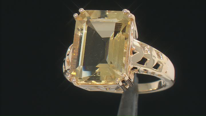 Champagne Quartz 18k Yellow Gold Over Sterling Silver Ring 10.40ct Video Thumbnail