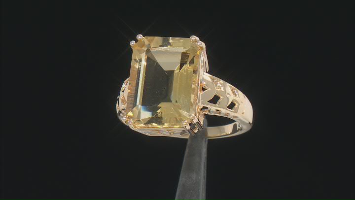 Champagne Quartz 18k Yellow Gold Over Sterling Silver Ring 10.40ct Video Thumbnail