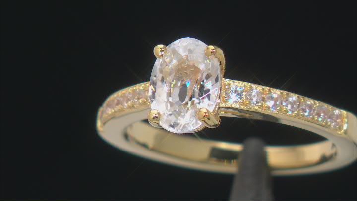 White Zircon 18k Yellow Gold Over Sterling Silver Ring 1.94ctw Video Thumbnail