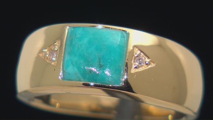 Blue Turquoise 18k Yellow Gold Over Sterling Silver Band Ring 0.01ctw Video Thumbnail