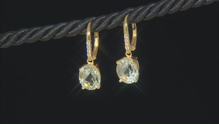Green Prasiolite 18k Yellow Gold Over Sterling Silver Earrings 4.26ctw Video Thumbnail