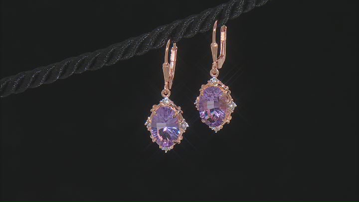 Purple Amethyst 18k Rose Gold Over Sterling Silver Earrings 5.24ctw Video Thumbnail