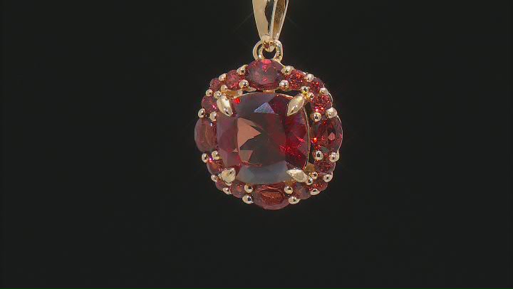 Red Labradorite 18k Yellow Gold Over Sterling Silver Pendant With Chain 3.08ctw Video Thumbnail