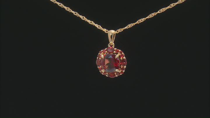 Red Labradorite 18k Yellow Gold Over Sterling Silver Pendant With Chain 3.08ctw Video Thumbnail