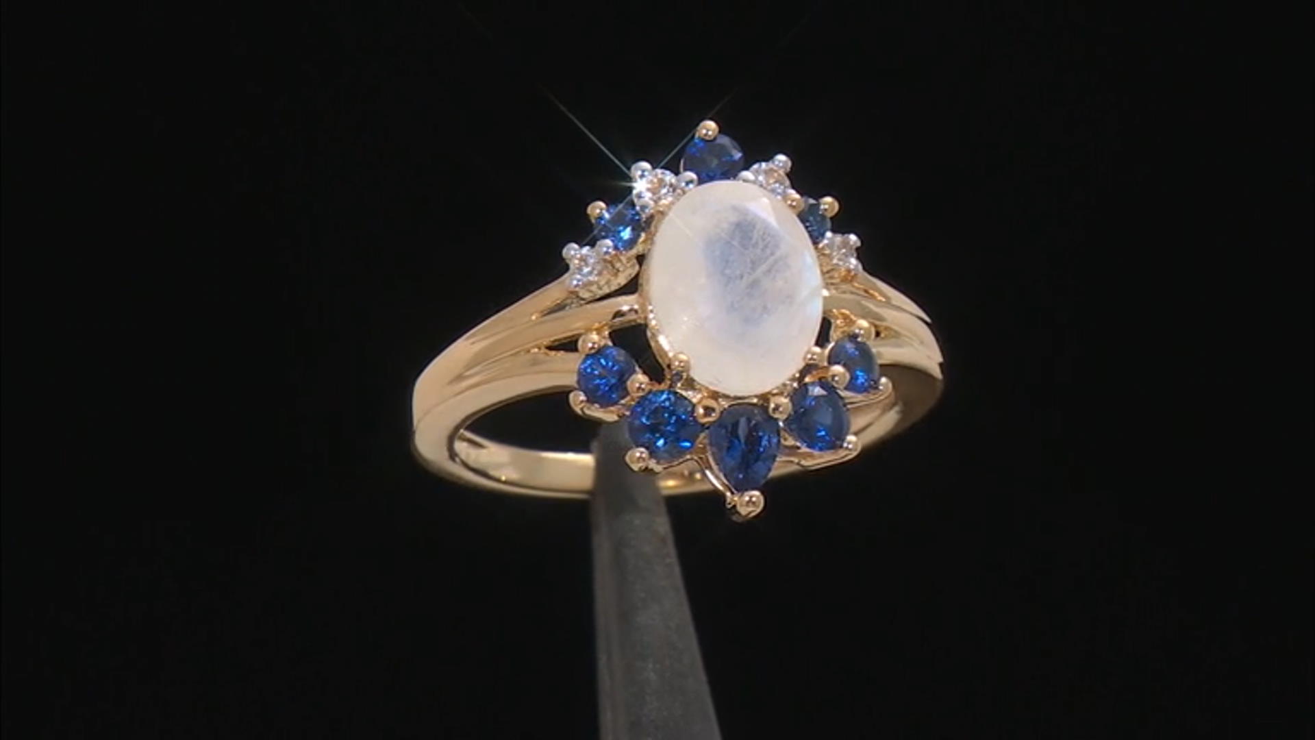 Rainbow Moonstone 18k Yellow Gold Over Sterling Silver Ring 0.91ctw Video Thumbnail