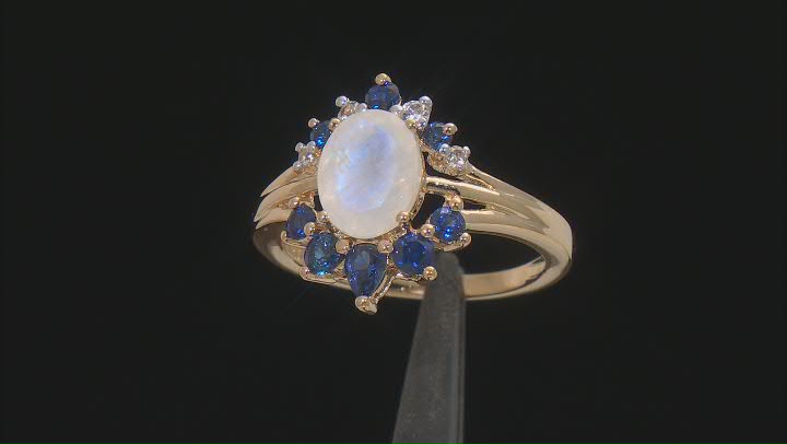 Rainbow Moonstone 18k Yellow Gold Over Sterling Silver Ring 0.91ctw Video Thumbnail