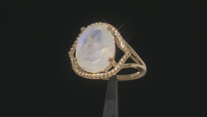 Rainbow Moonstone 18k Yellow Gold Over Sterling Silver Ring Video Thumbnail