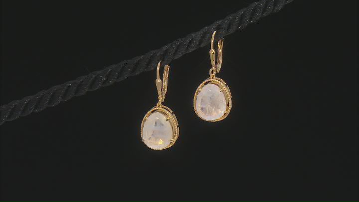 Rainbow Moonstone 18k Yellow Gold Over Sterling Silver Earrings Video Thumbnail