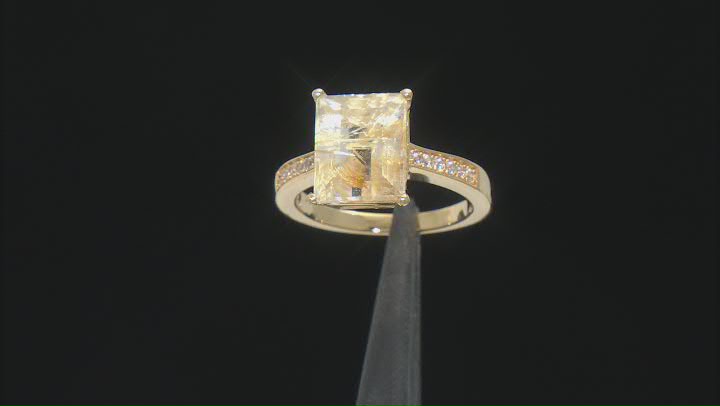 Golden Rutilated Quartz 18k Yellow Gold Over Sterling Silver Ring 4.09ctw Video Thumbnail