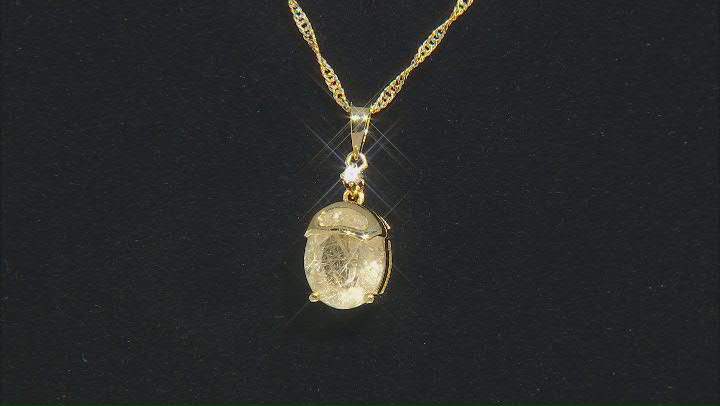 Golden Rutilated Quartz 18k Yellow Gold Over Sterling Silver Pendant with Chain 3.07ctw Video Thumbnail