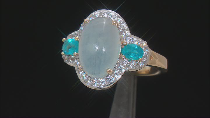 Dreamy Aquamarine 18k Yellow Gold Over Sterling Silver Ring 3.74ctw Video Thumbnail