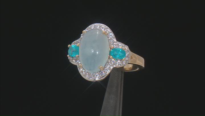 Dreamy Aquamarine 18k Yellow Gold Over Sterling Silver Ring 3.74ctw Video Thumbnail