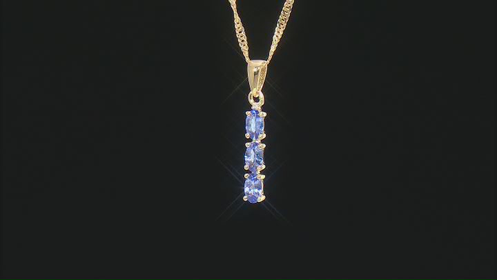 Blue Tanzanite 18k Yellow Gold Over Sterling Silver Ring, Earrings & Pendant with Chain Set 1.52ctw Video Thumbnail