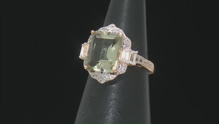 Prasiolite 18k Yellow Gold Over Sterling Silver Ring. 5.24ctw Video Thumbnail