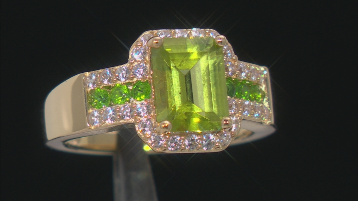 Green Peridot 18k Yellow Gold Over Sterling Silver Ring 3.12ctw Video Thumbnail