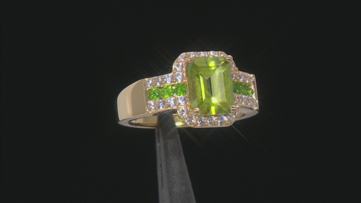 Green Peridot 18k Yellow Gold Over Sterling Silver Ring 3.12ctw Video Thumbnail