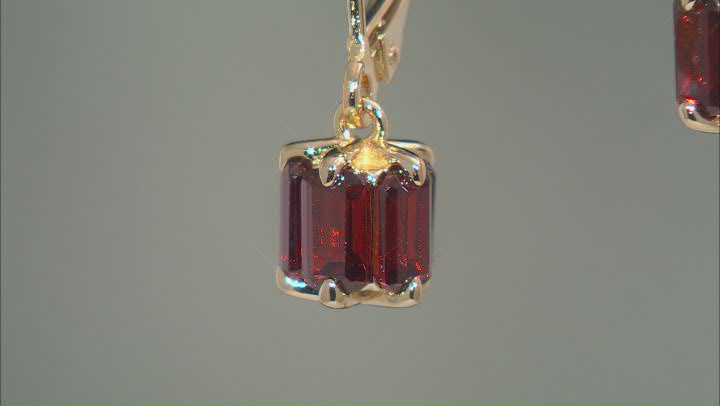 Red Garnet 18k Yellow Gold Over Sterling Silver Earrings 3.40ctw Video Thumbnail
