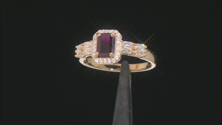 Red Lab Created Ruby 18k Yellow Gold Over Sterling Silver Ring 2.65ctw Video Thumbnail