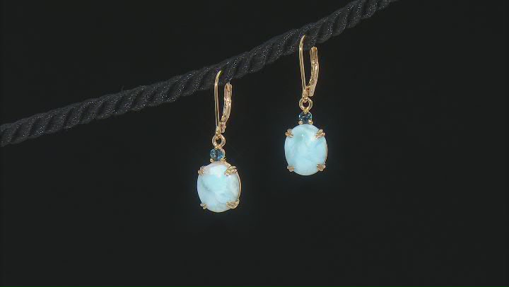 Blue Larimar 18k Yellow Gold Over Sterling Silver Earrings 0.36ctw Video Thumbnail