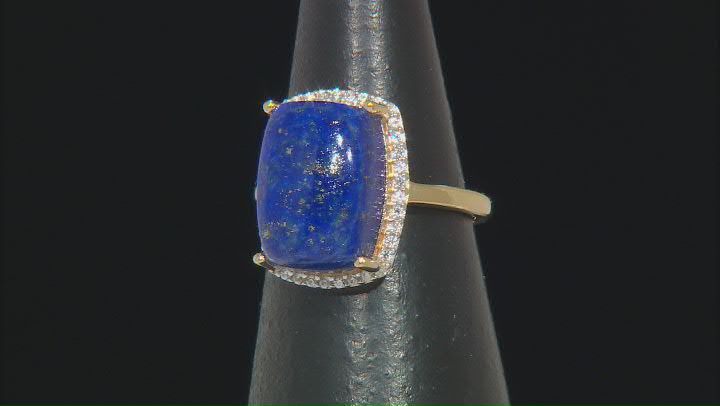Blue Lapis Lazuli 18k Yellow Gold Over Sterling Silver Ring 0.27ctw Video Thumbnail