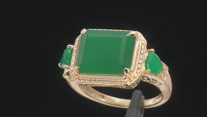 Green Onyx 18k Yellow Gold Over Sterling Silver Ring 5.06ctw Video Thumbnail