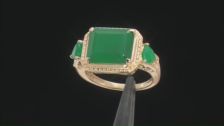 Green Onyx 18k Yellow Gold Over Sterling Silver Ring 5.06ctw Video Thumbnail