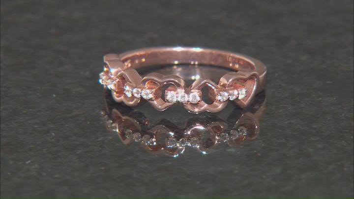 White Zircon 18k Rose Gold Over Sterling Silver Heart Band Ring 0.09ctw Video Thumbnail
