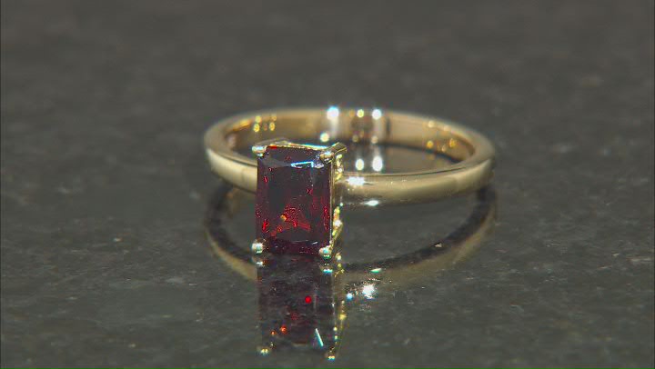 Red Garnet 18k Yellow Gold Over Sterling Silver Solitaire Ring 1.08ct Video Thumbnail