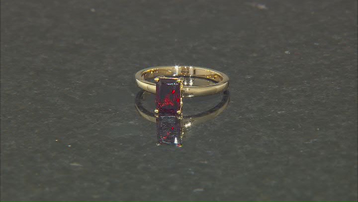 Red Garnet 18k Yellow Gold Over Sterling Silver Solitaire Ring 1.08ct Video Thumbnail