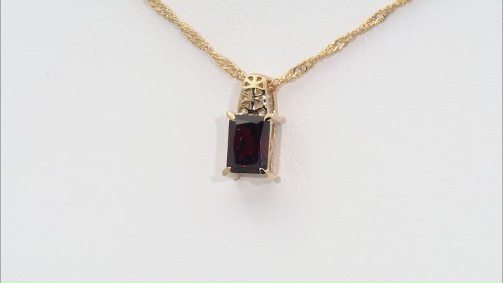 Red Garnet 18k Yellow Gold Over Sterling Silver Solitaire Pendant With Chain 1.08ct Video Thumbnail