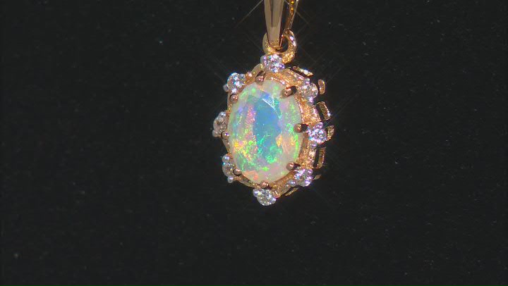 Ethiopian Opal 18k Yellow Gold Over Sterling Silver Pendant with Chain 0.43ctw Video Thumbnail